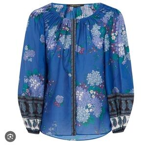KOBI HALPERIN Jamie Floral Cotton Silk Blouse Size XL